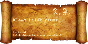 Klemm Hiláriusz névjegykártya